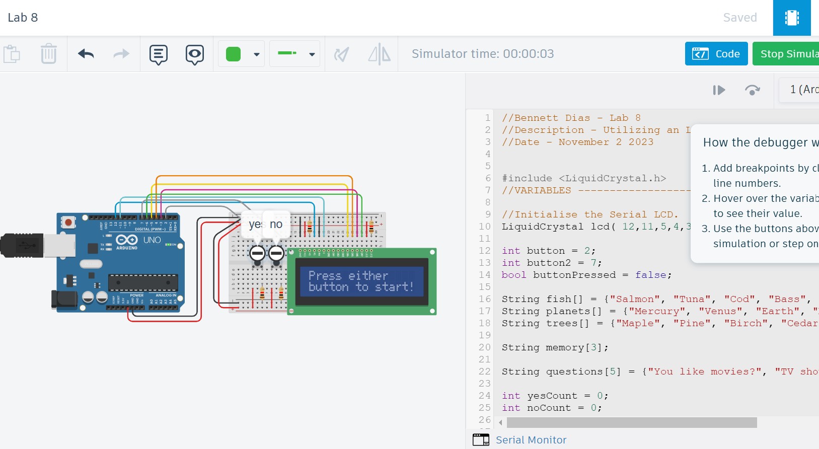 Screenshot of my arduino project